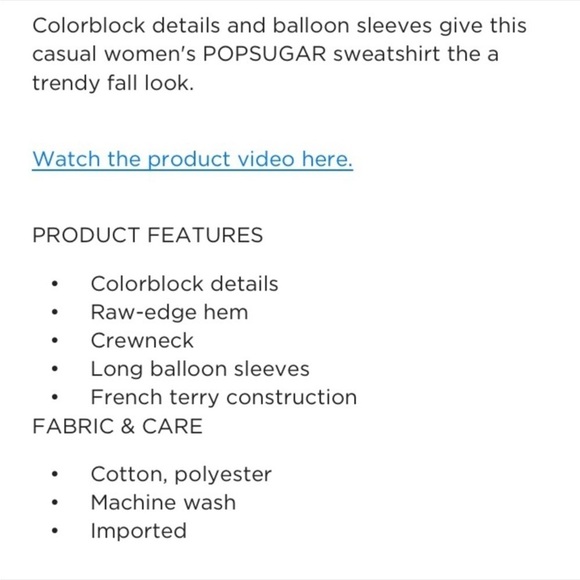 Pop Sugar Womans size small balloon sleeve sweatshirt NWT - Picture 9 of 16